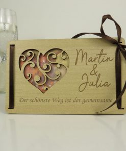 Alternative view of Geldgeschenk Holzkarte ,,Herz" Hochzeit