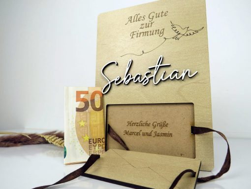 Personalisiertes Geldgeschenk/Holzkarte zur Taufe,Firmung,Konfirmation,Kommunion - Image 4