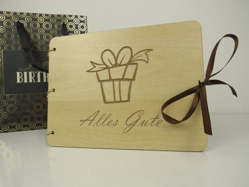 Geldgeschenk Holzkarte ,,Alles Gute", Personalisiert
