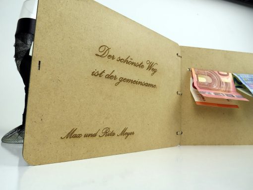 Geldgeschenk Hochzeitskarte ,,Eheringe" aus Holz - Image 4