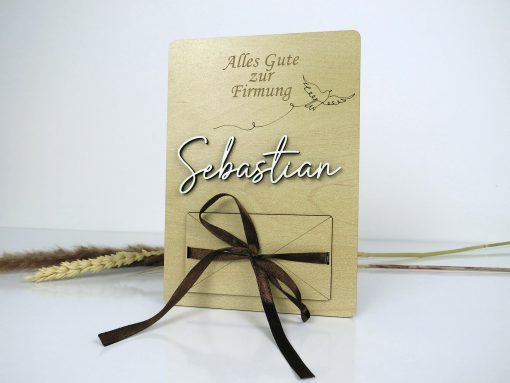 Personalisiertes Geldgeschenk/Holzkarte zur Taufe,Firmung,Konfirmation,Kommunion - Image 2