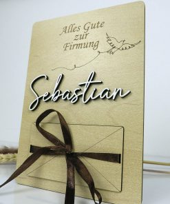 Personalisiertes Geldgeschenk/Holzkarte zur Taufe,Firmung,Konfirmation,Kommunion