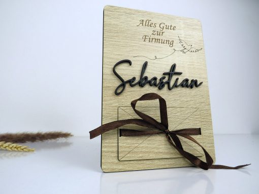 Personalisiertes Geldgeschenk/Holzkarte zur Taufe,Firmung,Konfirmation,Kommunion - Image 3