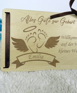 Alternative view of Geldgeschenk Holzkarte zur Geburt