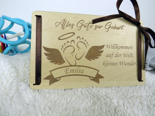 Geldgeschenk Holzkarte zur Geburt - Image 2