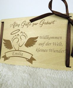 Geldgeschenk Holzkarte zur Geburt