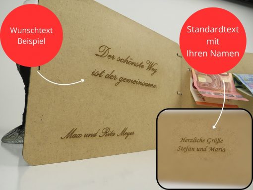 Geldgeschenk Hochzeitskarte ,,Eheringe" aus Holz - Image 6